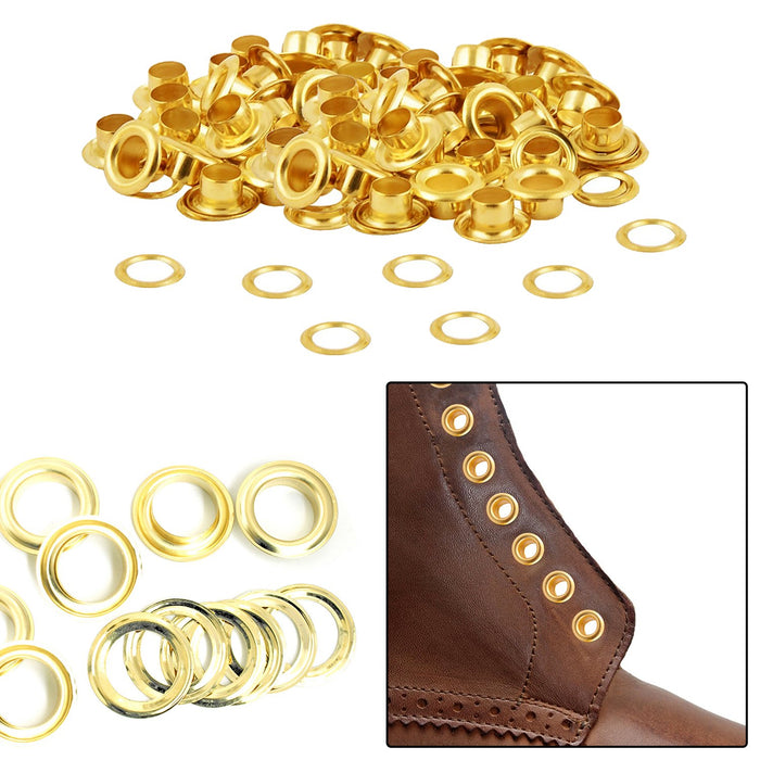 MAXPERKX Eyelet Punch Tool 160mm with 20pcs 10mm Brass-Plated Eyelets Grommets Washers