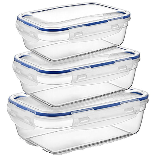 MAXPERKX 3pcs Rectangular Leakproof Food Storage Containers Clip Lock Seal 500/900/1500ml Set