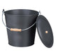 MAXPERKX 12L Metal Ash Bucket Fireside Storage Coal Bin Fire Log Container With Lid - Black