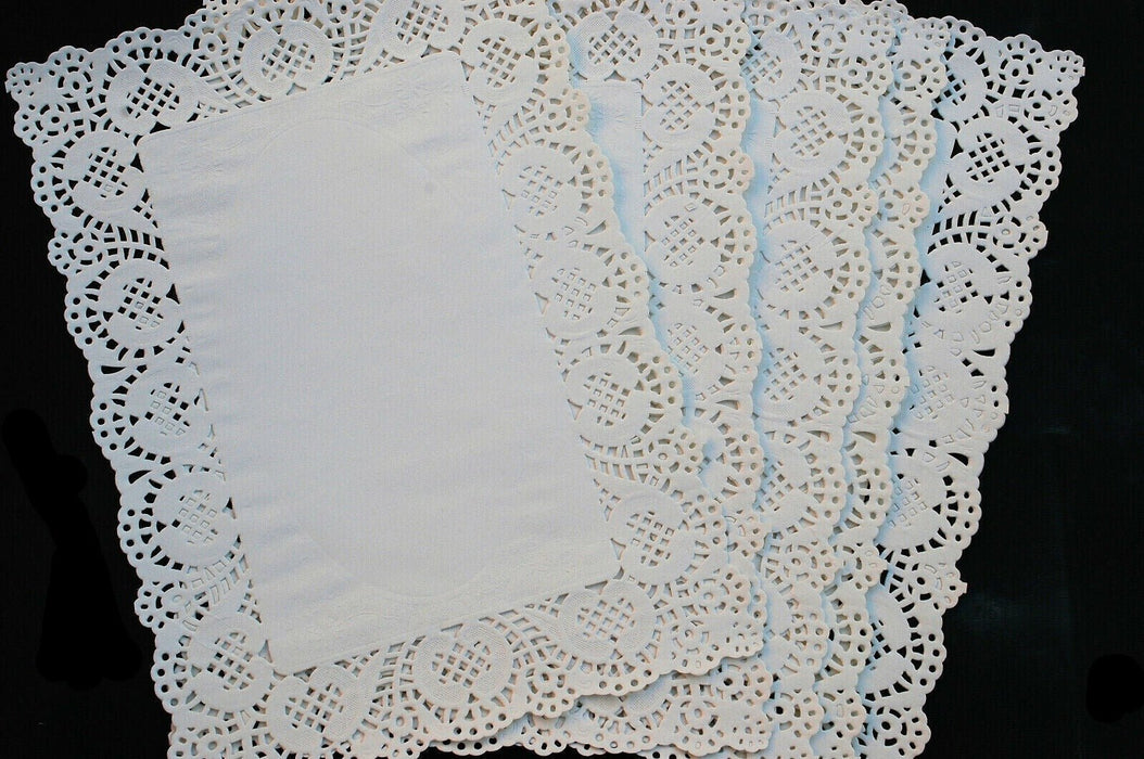 MAXPERKX 20x Rectangle Napkin Lace Paper Doilies Table Cover Doyleys Catering Cake Holder