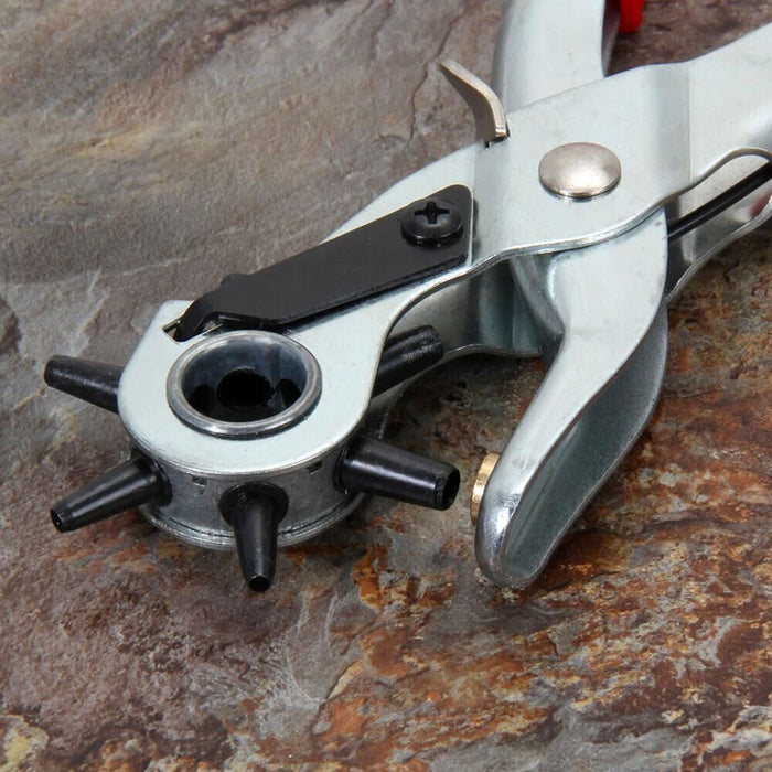 Revolving Punch Plier 6 Sizes DIY Leather Belt Eyelet Hole Puncher Tool