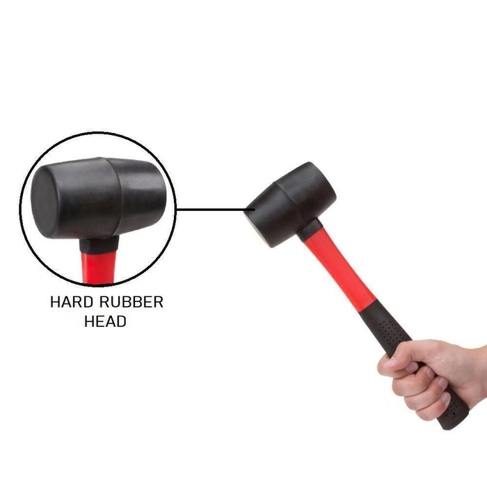 MAXPERKX Rubber Mallet Hammer - Fibreglass Handle Shaft Grip - Racking Paving Tools - Image 3