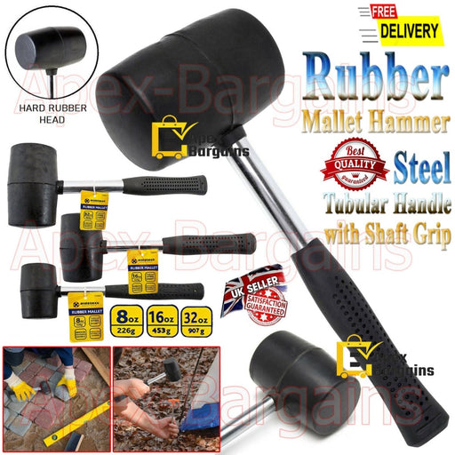 MAXPERKX Rubber Mallet Hammer - Tubular Handle Shaft Grip - Racking Paving DIY Tool - Image 1