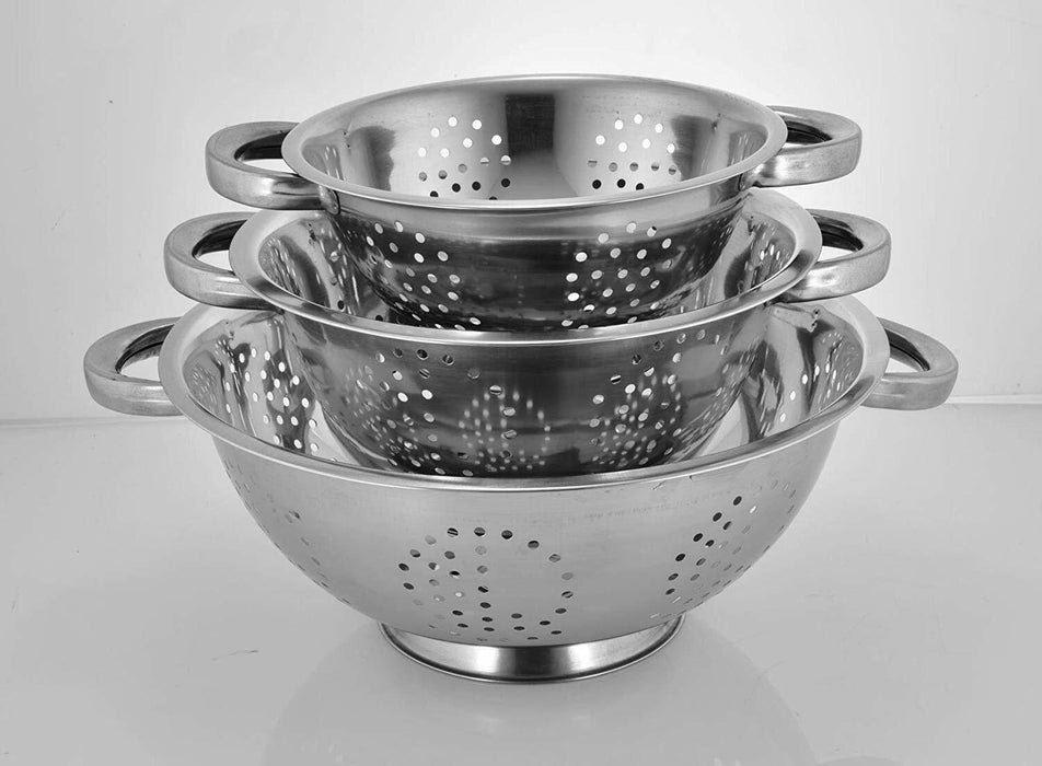 Stainless Steel Deep Colander Strainer with Handle - Kitchen Vegetable Pasta 8