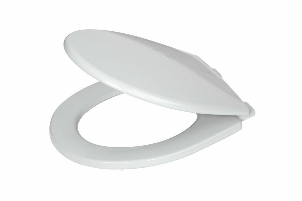  Adjustable Size White Oval Toilet Seat - Fits Various WC Sizes