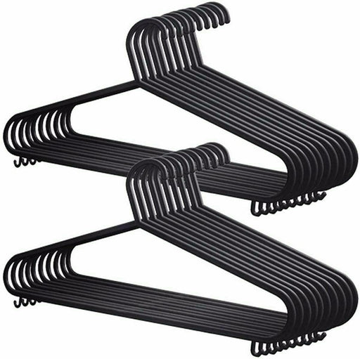 Set of 20 adult black coat hangers made from strong plastic