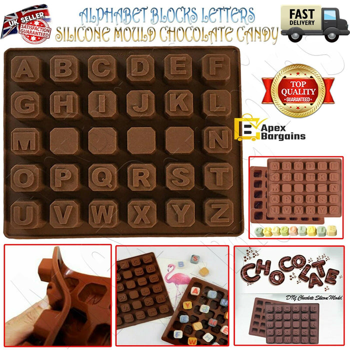  Silicone mould with alphabet block shapes for chocolate and candy making