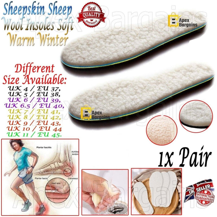 APXB Sheepskin Sheep Wool Insoles Soft Warm Winter Thick Inner Soles Shoes Pads Image 1