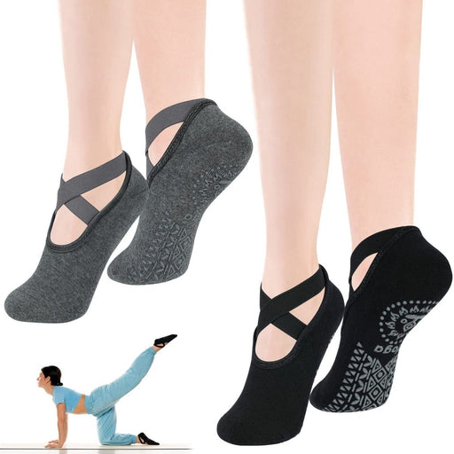 APXB 2x Pairs Yoga Socks Pilates Barre Ballet Dance Gym Sport Fitness Non-Slip Grip Image 1