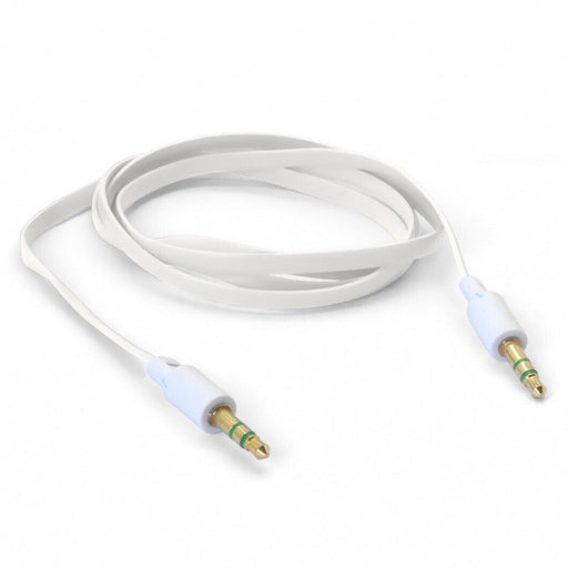 Front view of the 3.5mm Braided Jack to Jack Audio Cable in white and black colors