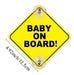 Highly visible baby on board sign, 12.5x12.5x1.5cm in size, for safe driving