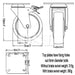 Brake Locking Caster Wheel - Secure Fixing Plate and Wheels