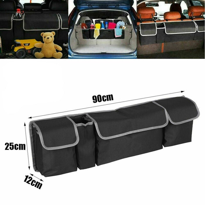 Side view of a car boot organiser showing its size and dimensions