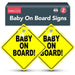  Package of two Baby On Board signs with reusable suction cups for cars