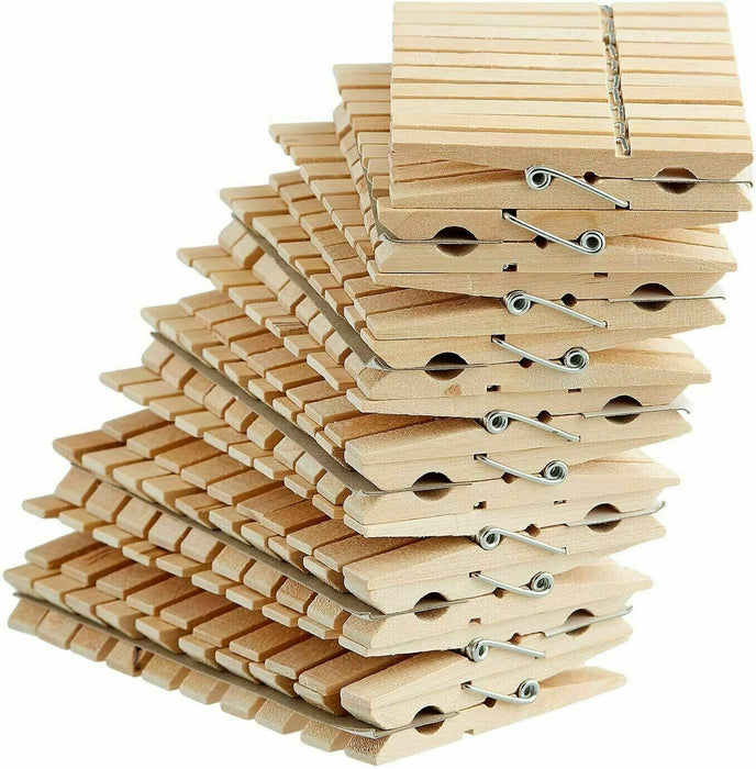 Close-up of the natural birch wood finish of the clothes pegs