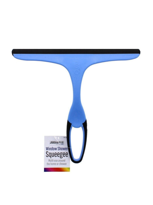 Compact squeegee design with hanging eye and rubber grip handle