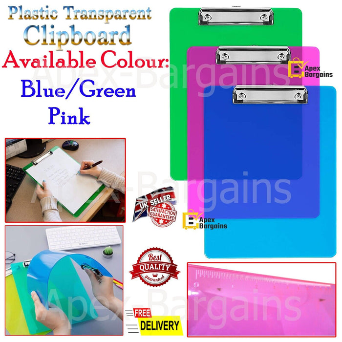 Compact and durable A4 clipboard with transparent design