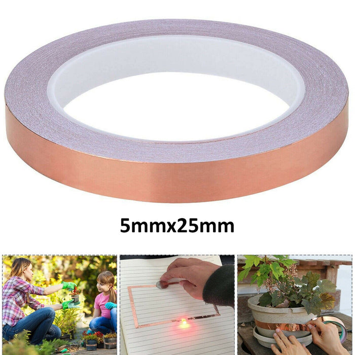 Copper foil barrier tape for protecting plants from slugs and snails