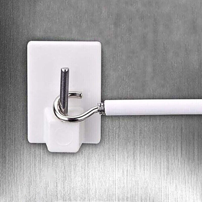 Curtain wire and rod hooks with adhesive mount