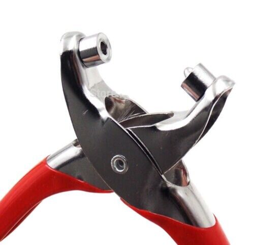 Close-up image of the durable metal body of the eyelet plier