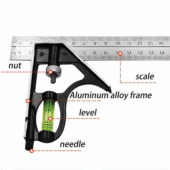 High-quality stainless steel ruler square set for precision measurement