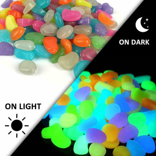 Illuminated pebbles for glowing aquarium and fish tank