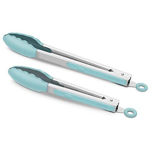  Image showcasing the tongs' non-stick, corrosion-resistant, and odor-resistant features