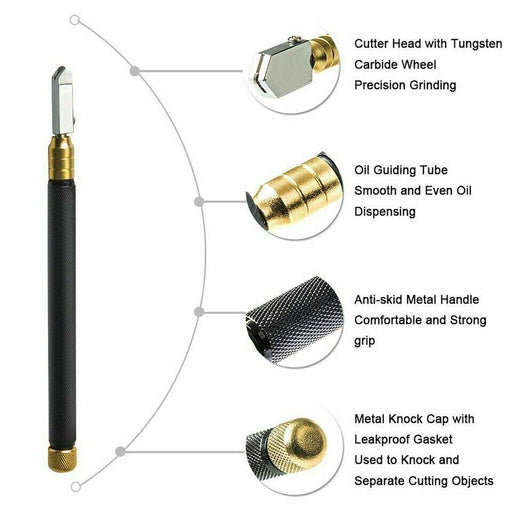 MAXPERKX Glass Cutter Oil Lubricated Cutting Cut Professional With Grip Carbide Precision Image 2