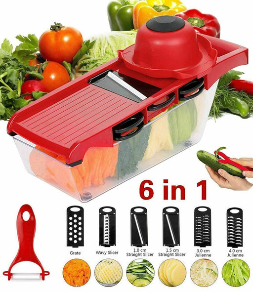 MAXPERKX 6 in 1 Kitchen Vegetable Cutter Salad Fruit Peeler Slicer Dicer Chopper Grater Image 1