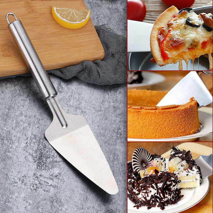 Pie and pizza slicer tool in stainless steel