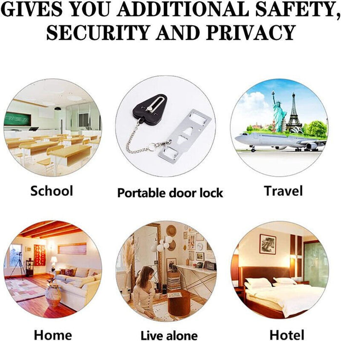 Portable door lock for travel security tool