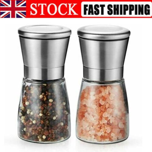 Salt and pepper mill set with stainless steel construction