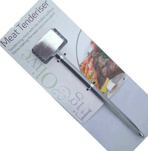 Silver metal kitchen tool for tenderising meat