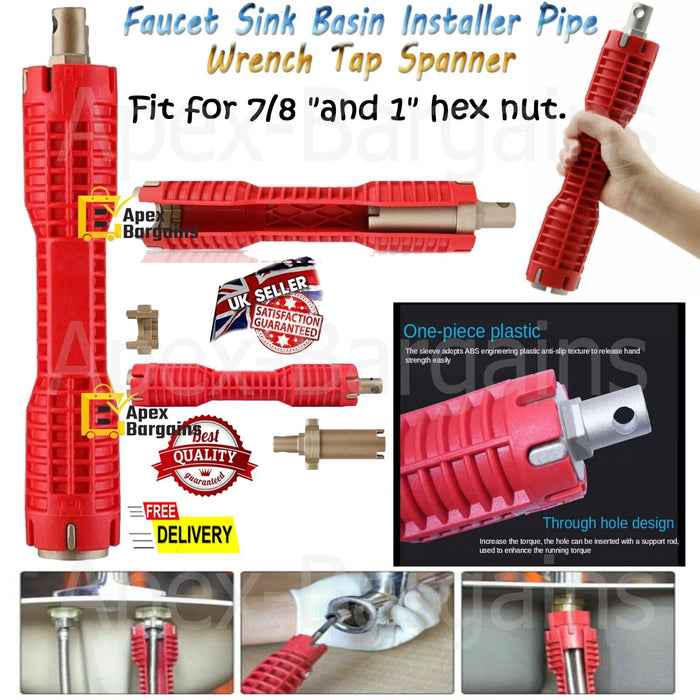 Sink and Pipe Installation with Multifunction Faucet Wrench