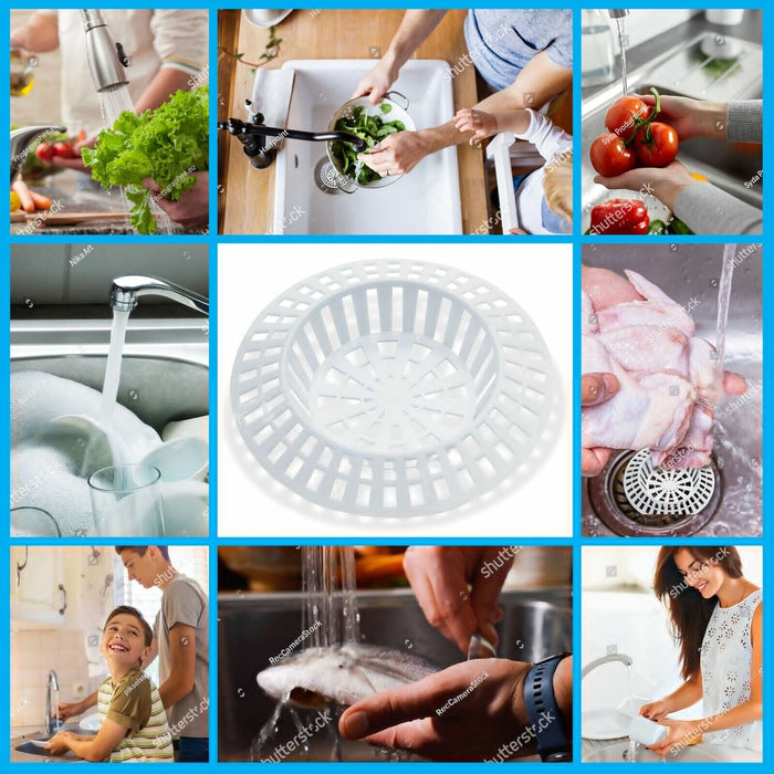 Image showing the sink strainer set being used in both kitchen sinks and bathroom floor drains