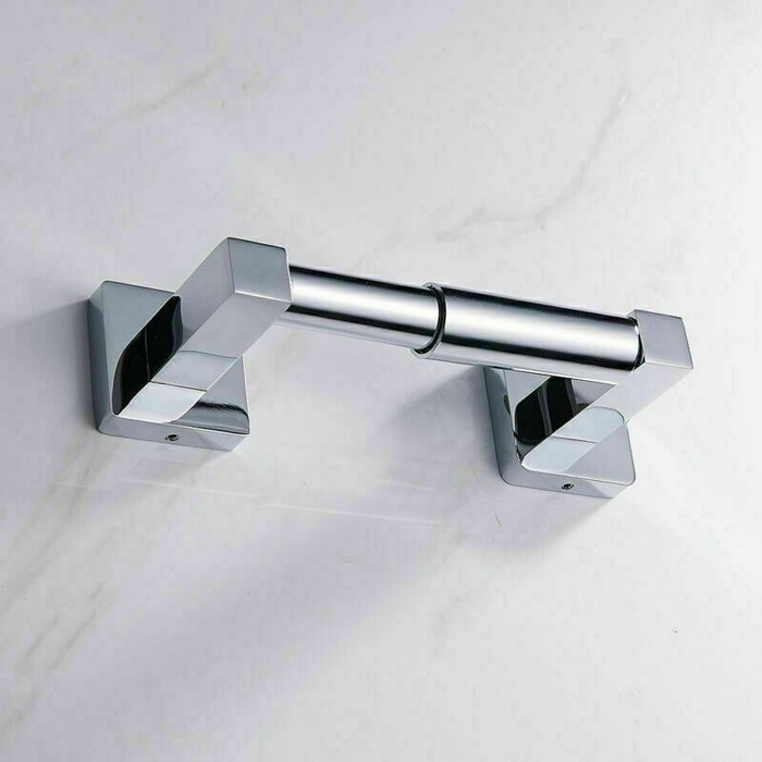 Square Wall Mounted Toilet Roll Holder - Chrome Finish