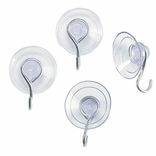 Set of 12 suction cups with metal hooks for various household applications