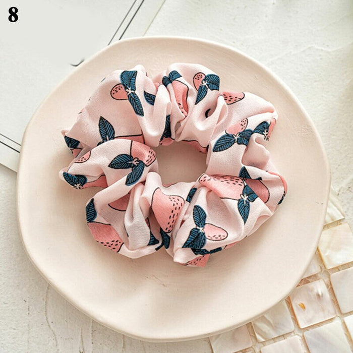 Sweet Fruit Print Scrunchies Set - Front View