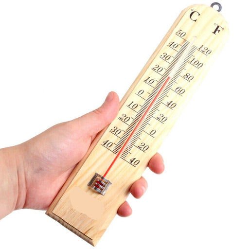 Wooden wall hanging thermometer for indoor and outdoor temperature measurement