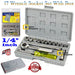 7-piece wrench socket set with metric and imperial sizes in a blow-molded case